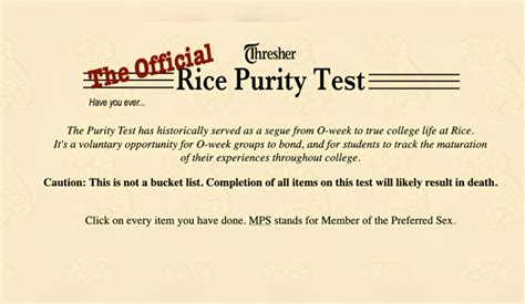 the rice purity test official.